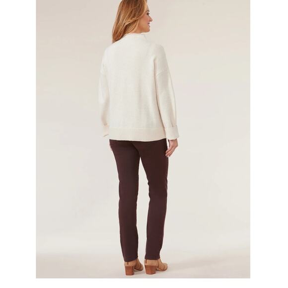 Democracy Long Roll Cuff Sleeve Funnel Neck Cable Popcorn Stitch Sweater Sz XL - Picture 7 of 9